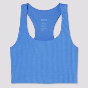 Girlfriend Collective Blue Ribbed Paloma Racerback Sports Bra